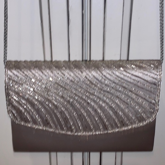 SASHA NY Silver sparkly Beaded Crossbody Clutch - Picture 4 of 10